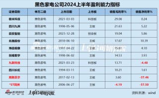 黑电中报|半数公司营收净利下滑 极米科技毛利率最高但净利率仅0.24%、四川长虹研发费用率2.08%行业垫底