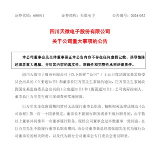 突然公告：“董事长被查、留置”