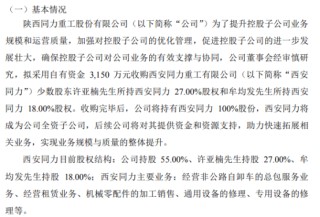 同力股份拟以3150万收购西安同力股东许亚楠所持西安同力27%股权和牟均发所持西安同力18%股权