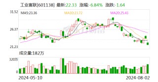 工业富联业绩快报：上半年净利润87.39亿元，同比增长22.04%
