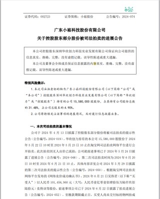 超1亿元拍下股份，拒付尾款！买家1014万保证金“打水漂”，小崧股份回应