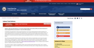 中东局势升级！美国更新黎巴嫩旅行警告 再次呼吁其公民离开