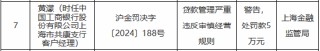 因贷款管理严重违反审慎经营规则 工商银行上海市共康支行一客户经理被罚