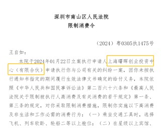 王自如被ZEALER股东申请限制高消费 回应：与ZEALER无关