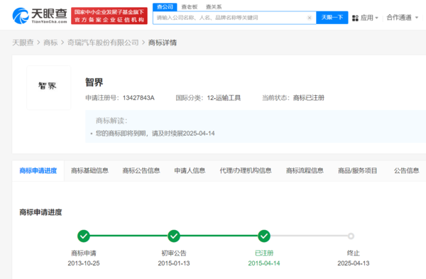 好兄弟！华为公司向奇瑞汽车转让2枚“智界”商标-第3张图片