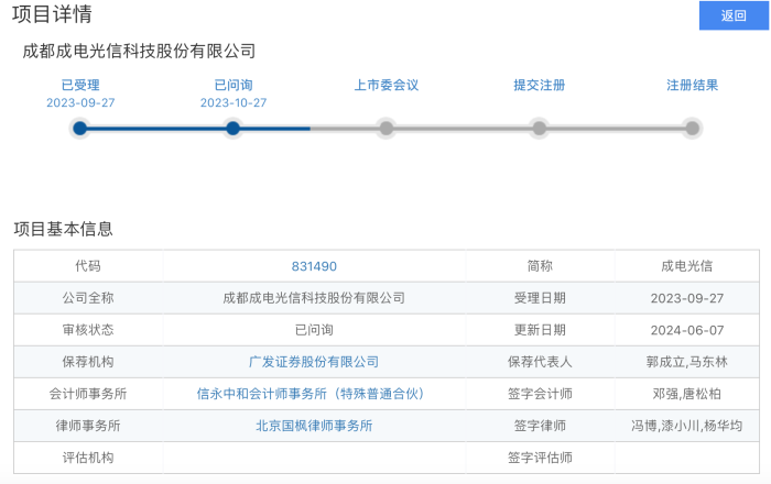新“国九条”后北交所首家上会公司来了：成电光信“迎考”IPO-第4张图片