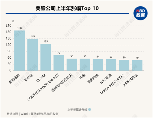 美股年中盘点：“七巨头”分化，英伟达飙升156%，特斯拉大跌20%！还有一只隐藏的“大牛股”-第3张图片