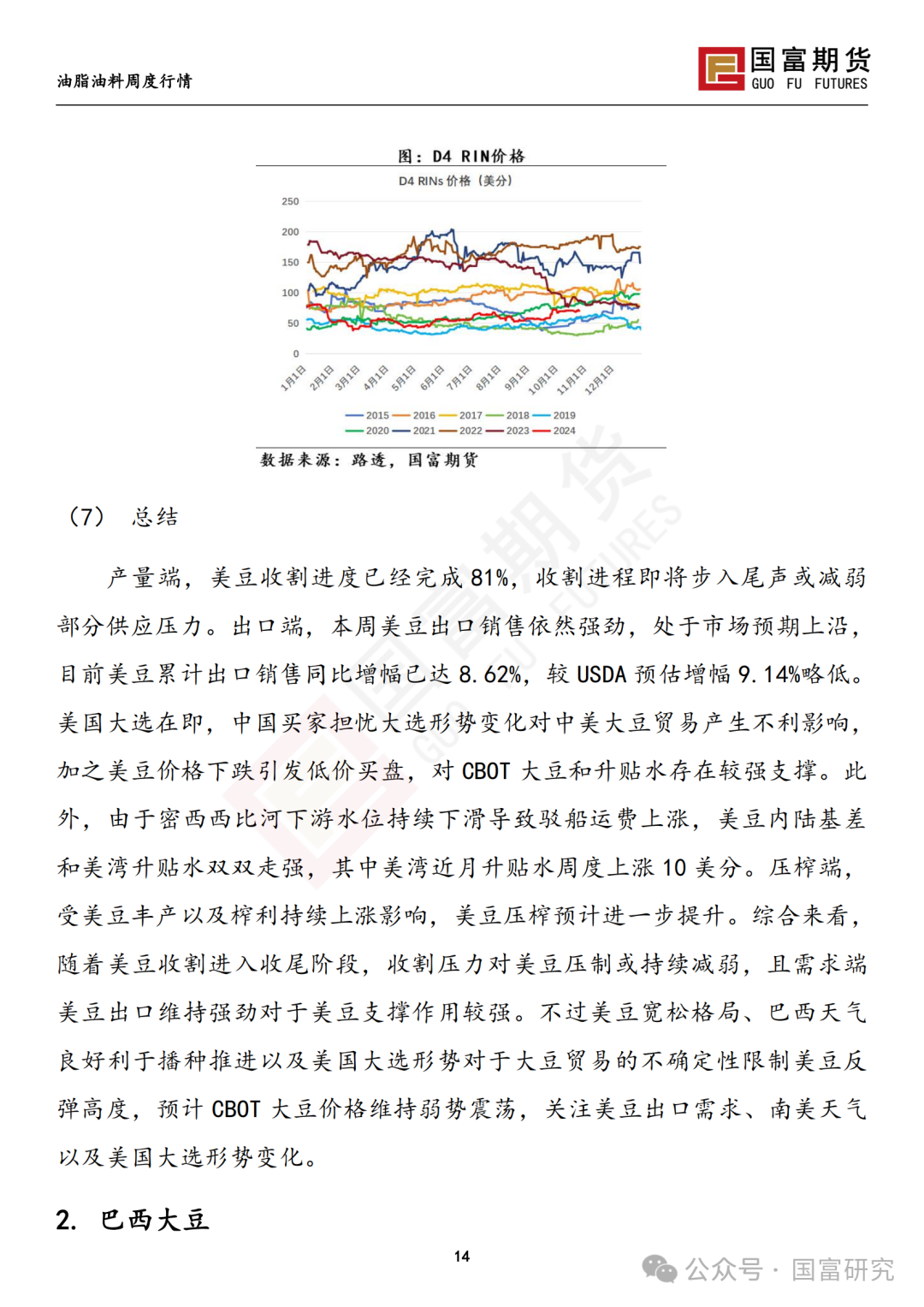 【国富豆系研究周报】美豆收割临近尾声 CBOT大豆小幅反弹-第16张图片