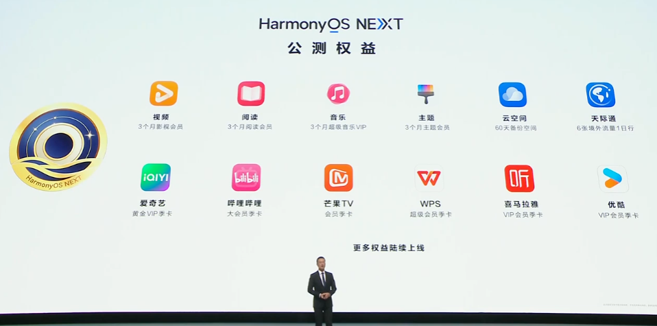 华为 HarmonyOS NEXT 系统“公测用户升级好礼”活动开启：可领视频、主题、阅读、音乐等 App 会员权益-第2张图片