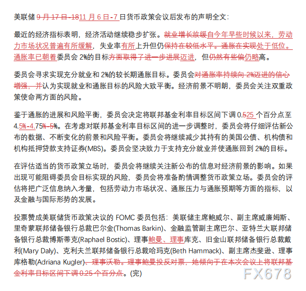 美联储决议全文和近两次决议对比：放弃了“对通胀正在可持续地朝着目标迈进更有信心”说法-第2张图片