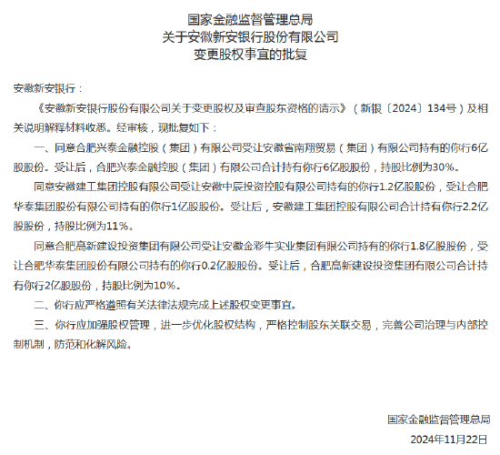 安徽新安银行股权变动获核准-第1张图片