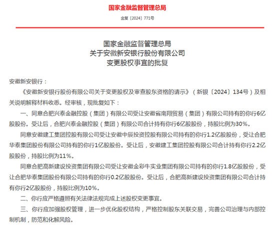 首例国资控股民营银行：新安银行51%股权变更获批 去年净利润仅0.44亿-第1张图片