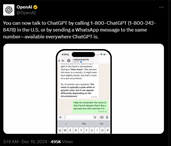 OpenAI又一王炸！ChatGPT可以打电话了：老年机、座机也能用-第5张图片