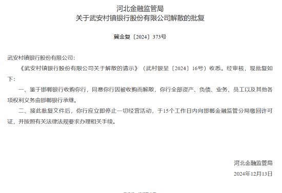 河北三家村镇银行获批解散-第3张图片