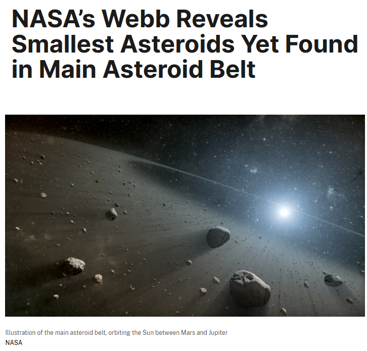 韦布望远镜发现 138 颗小行星，最小仅有公交车大小-第1张图片