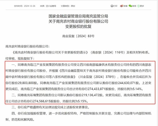 四川农信改革新进展 统一法人吸收合并6家农商行后 两家地方国企获准入股南充农商行-第2张图片