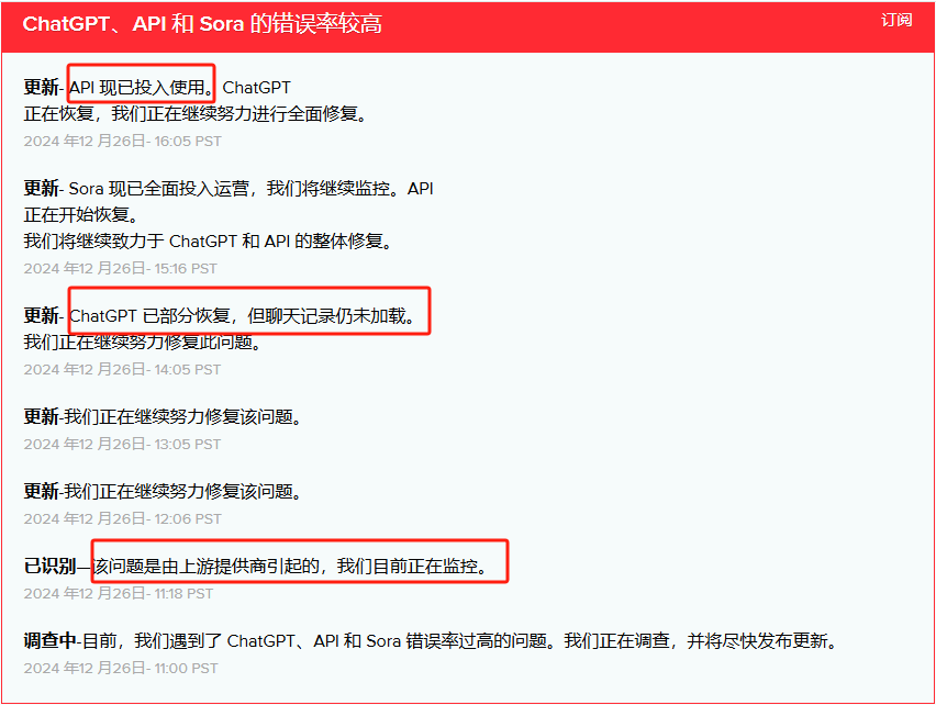 ChatGPT、Sora又宕机 OpenAI：由上游提供商引起 仍在修复-第2张图片