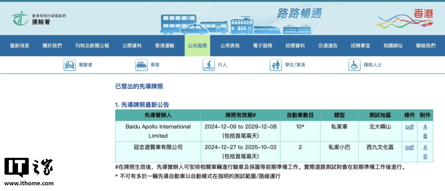 香港运输署回应小马智行进入香港称“并未向其发放牌照”-第1张图片