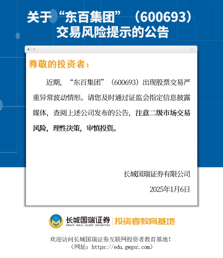 关于“东百集团”（600693）交易风险提示的公告-第1张图片