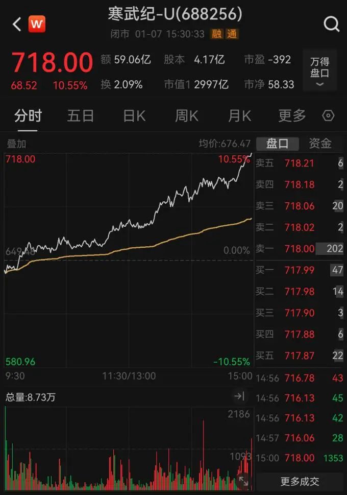 闯进公募基金前30大重仓股的寒武纪，股价再创历史新高-第1张图片