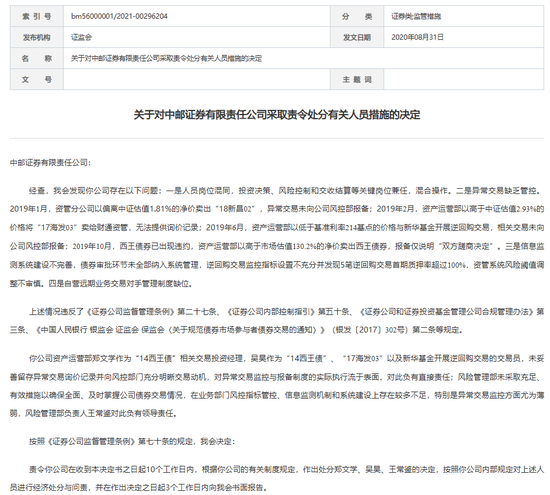 “1号”罚单！中邮证券-第3张图片